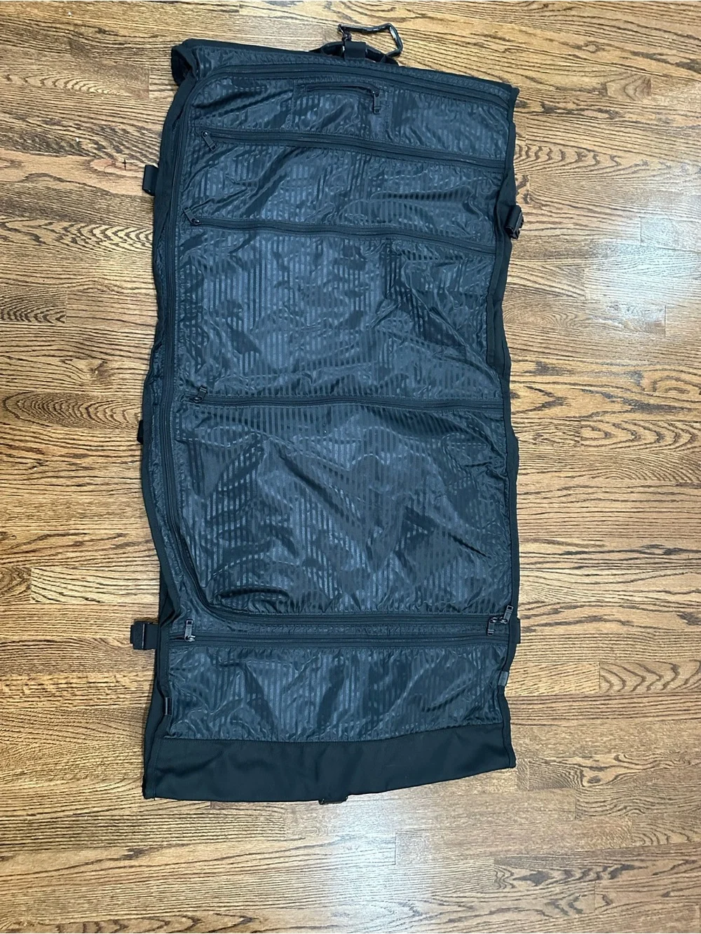 Tumi Black Travel Garment Bag with Dual Front Pockets and Shoulder Strap